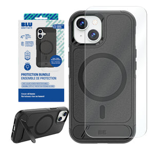 Blu Element Duo Protection Bundle W/ Armour Ultra Kickstand Magsafe Case + Screen Protector For iPhone 16 - Black