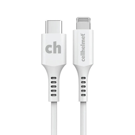 Cellhelmet Lightning To USB-C Charge 3' Round Cable For Apple - White