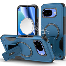 HR PREMIUM STURDY BRACKET KICKSTAND MAGNETIC HYBRID CASE FOR GOOGLE PIXEL 10A - BLUE