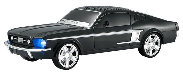 Max Power Mustang Style Portable Car Bluetooth Speaker With Front Flashing Lights - Black