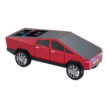 Max Power Tesla Cyber Truck Style With Front Flashing Led Lights & Back Light Up Panel Bluetooth Speaker - Red