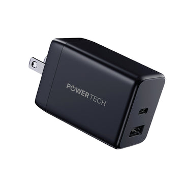Powertech 45W PD Dual-Port USB-C Wall Charger - Black