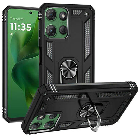 Premium Magnetic Ring Kickstand Hybrid Case For Motorola Moto G Power 5G 2025 - Black