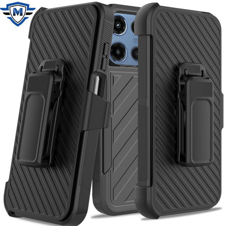 Metkase Noble Lined Shockproof Dual Layer Hybrid Case For Motorola Moto G 5G 2025 - Black