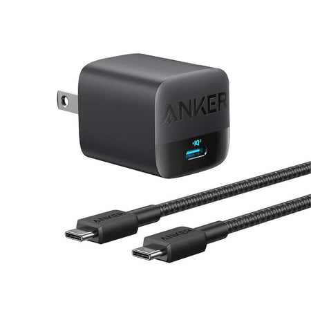 Anker 313 PD 30W USB-C Wall Charger W/ 6' USB-C To USB-C Cable - Black