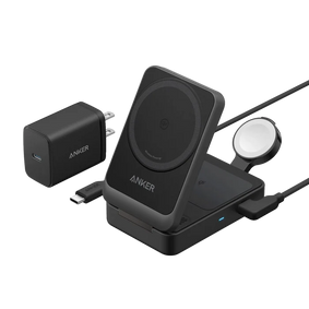 Anker Maggo Wireless Charging Station (15W, 3-In-1 Pad, Qi2) - Black