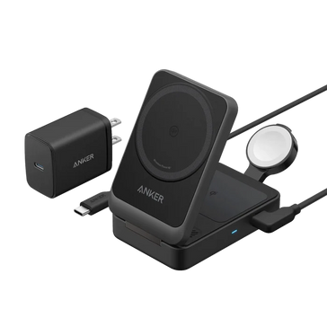 Anker Maggo Wireless Charging Station (15W, 3-In-1 Pad, Qi2) - Black
