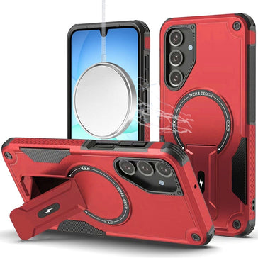 HR Premium Sturdy Bracket Kickstand Magnetic Hybrid Case For Samsung A17 5G - Red