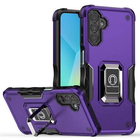 Premium Optimum Magnetic Ring Stand Hybrid Case For Samsung A16 5G - Dark Purple