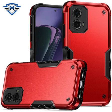 Metkase Exquisite Tough Shockproof Hybrid In Slide-Out Package For Motorola Moto G Stylus 5G 2024 - Red/Black