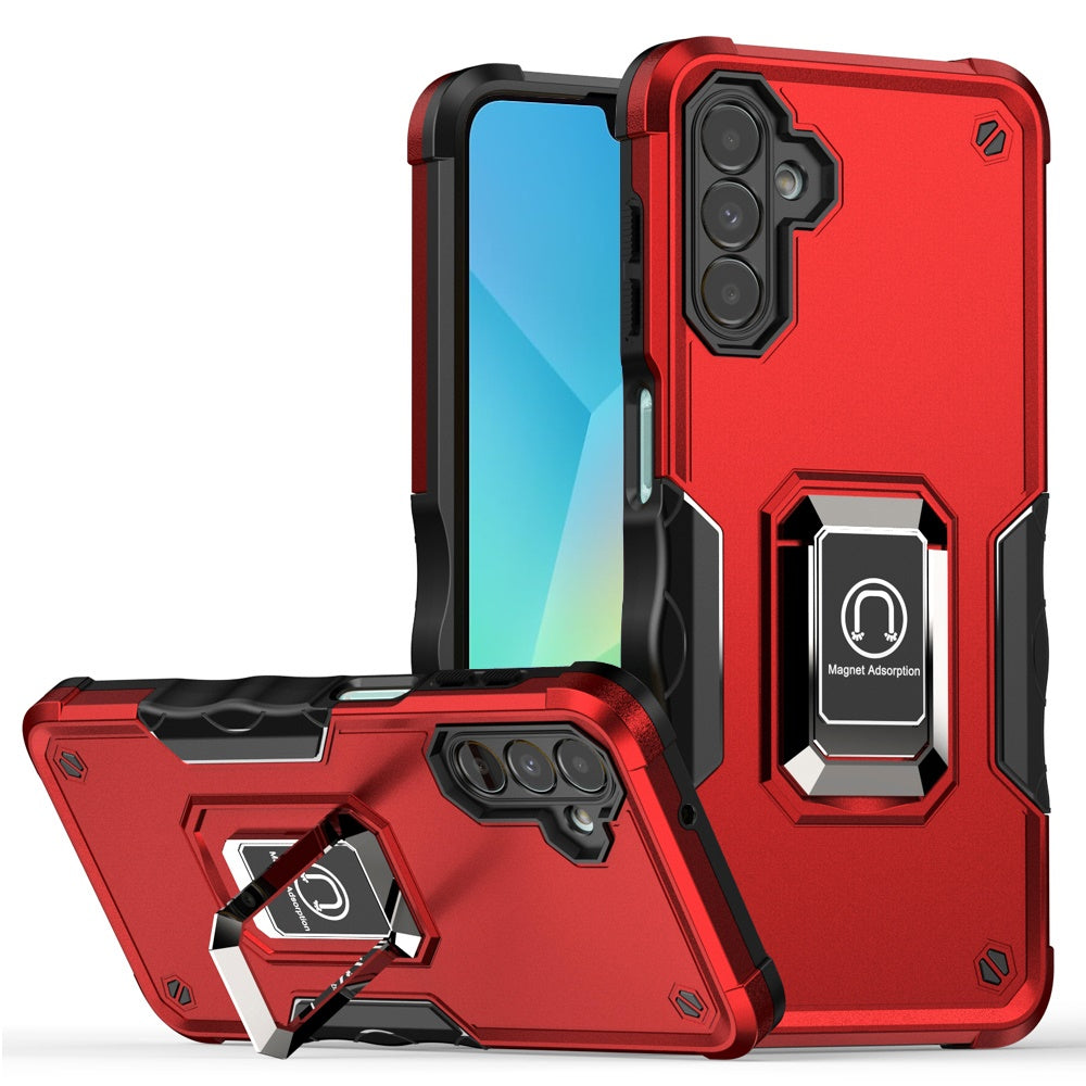 Premium Optimum Magnetic Ring Stand Hybrid Case For Samsung A16 5G - Red