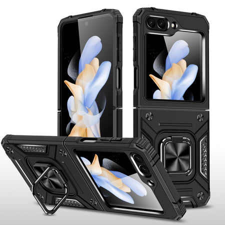 Premium Robust Magnetic Kickstand Hybrid Case Cover For Samsung Z Flip 7 FE / Flip 6 - Black