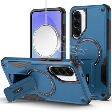 HR Premium Sturdy Bracket Kickstand Magnetic Hybrid Case For Samsung Galaxy A37 / A36 - Blue
