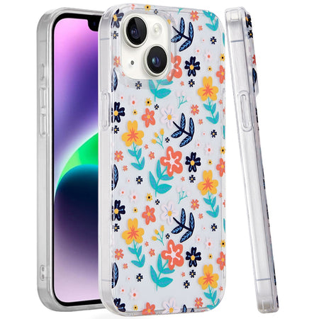 Premium Double Layer Design IMD TPU Case For iPhone 13/14 - Colorful Floral