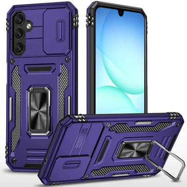 HR Premium Tough Metal Ring Movable Camera Window Hybrid Case Cover For Samsung A17 5G - Dark Purple