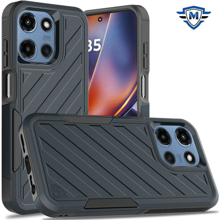 Metkase Noble Lined Shockproof Dual Layer Hybrid Case For For Motorola Moto G 5G 2025 - Blue/Black