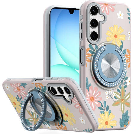 Premium Metal Diamond Cd Pattern Design Matte Finished Case For Samsung A17 5G - Floral E