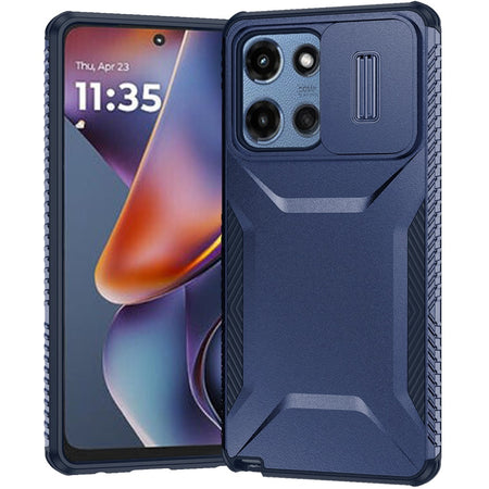 Premium Ultimate U Design Hybrid Case With Camera Cover For Motorola Moto G 5G 2025 - Dark Blue