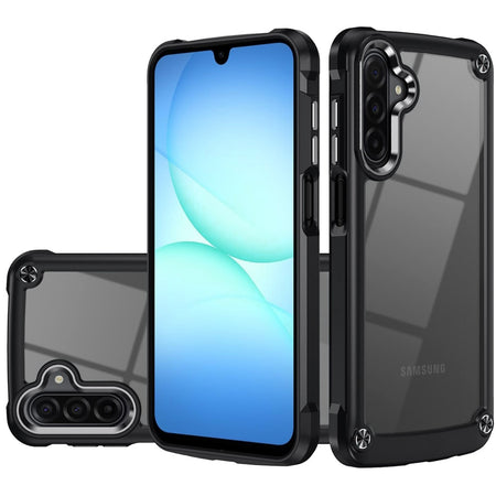 Premium Ultimate Casex Transparent Hybrid Case With Metal Buttons And Camera Edges For Samsung A17 5G - Black