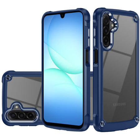Premium Ultimate Casex Transparent Hybrid Case With Metal Buttons And Camera Edges For Samsung A17 5G - Blue