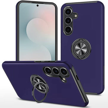 Premium Chief Oil Painted Magnetic Ring Stand Hybrid Case Cover For Samsung S25 - Dark Purple