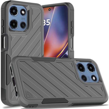 Premium Noble Lined Shockproof Dual Layer Hybrid Case For Motorola Moto G 5G 2025 - Grey/Black