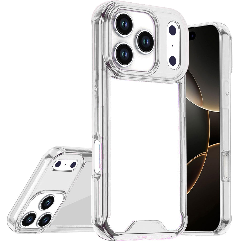 Premium  Colored Shockproof Transparent Hard PC TPU Hybrid Case For iPhone 17 Pro - Clear/Clear