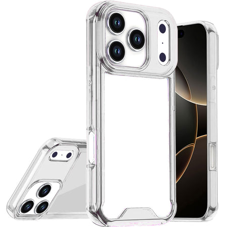 Premium  Colored Shockproof Transparent Hard PC TPU Hybrid Case For iPhone 17 Pro - Clear/Clear