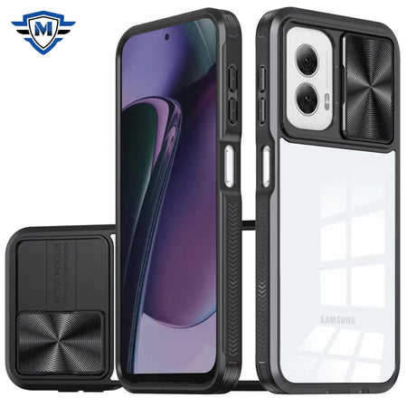 Metkase Fusion Transparent Clear Hybrid Case Cover In Premium Slide-Out Package For Motorola Moto G Stylus 5G 2024 - Black