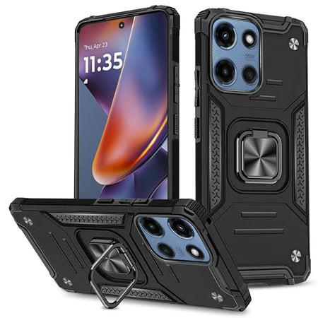 Premium Robust Magnetic Kickstand Hybrid Case For Motorola Moto G 5G 2025 - Black