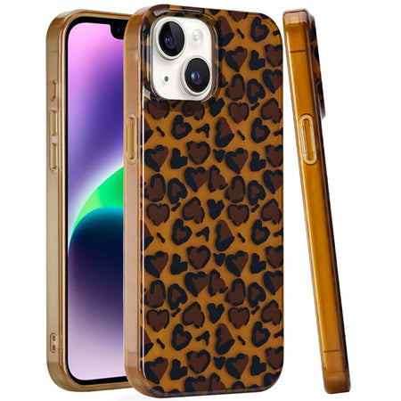 Premium Double Layer Design IMD TPU Case For iPhone 13/14 - Brown Leopard