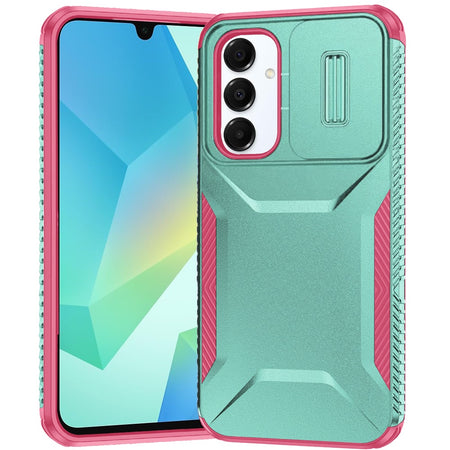 Premium Ultimate U Design Hybrid Case With Camera Window Covering For Samsung A16 5G - Teal+Pink