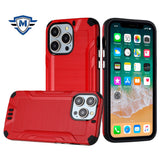Metkase Strong Tough Metallic Design Hybrid Case In Premium Slide-Out Package For iPhone 15 - Red