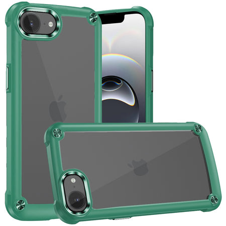 Premium Ultimate Casex Transparent Hybrid Case With Metal Buttons And Camera Edges For iPhone 16E / SE4 (2025) - Red