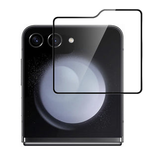 Metkase Black Edged Tempered Glass In Bulk White Paper Card Package (Outside Glass Screen Protector) For Samsung Z Flip 7 FE / Flip 6