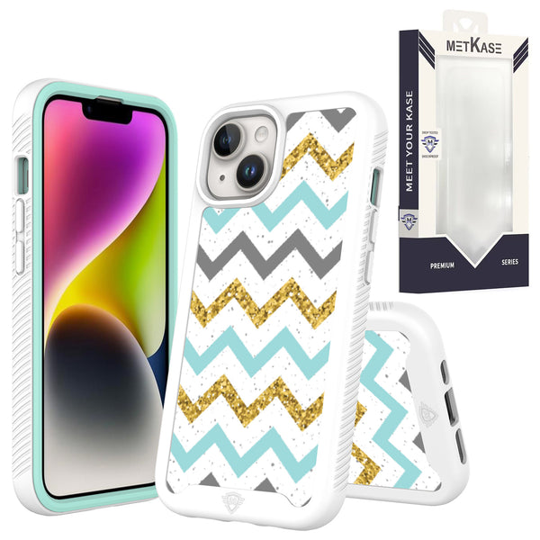 Metkase Premium Exotic Design Hybrid Case In Slide-Out Package For iPhone 15 Plus - Zigzag