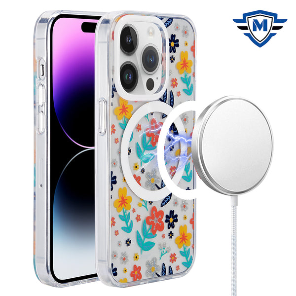 Metkase Double Protection Imd Design Pattern [Magnetic Circle] Premium Case For iPhone 15 - Colorful Floral