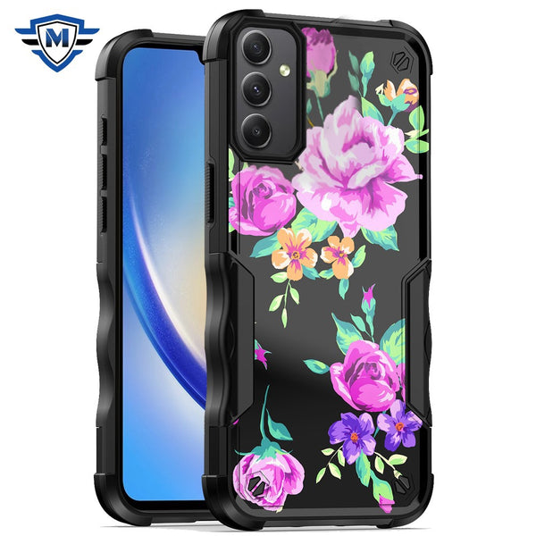 Metkase PremiumExquisite Design Hybrid Case In Slide-Out Package For Samsung A35 5G - Tropical Romantic Colorful Roses Floral