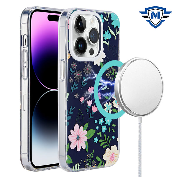 Metkase Double Protection Imd Design Pattern [Magnetic Circle] Premium Case For iPhone 15 - Galaxy Floral