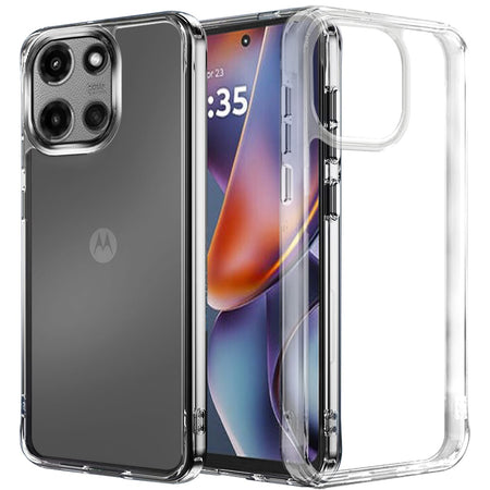 Premium Pure Crystal Transparent Thick 2.0mm Shockproof Chromed Buttons Case For Motorola Moto G 5G 2025 - Clear
