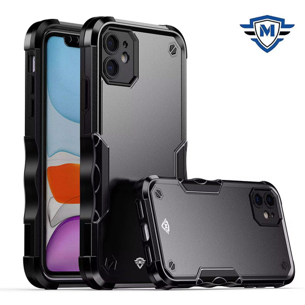 Metkase Exquisite Tough Shockproof Hybrid Case In Slide-Out Package For iPhone 15 Plus - Black/Black