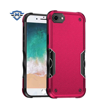 Metkase Exquisite Tough Shockproof Hybrid Case Cover For iPhone 16E / SE4 - Hot Pink