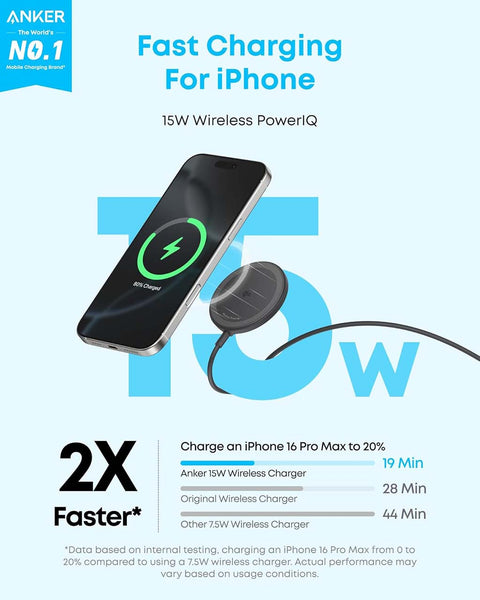 Anker 15W Qi2 Zolo Magnetic Wireless Charger Pad With Charger