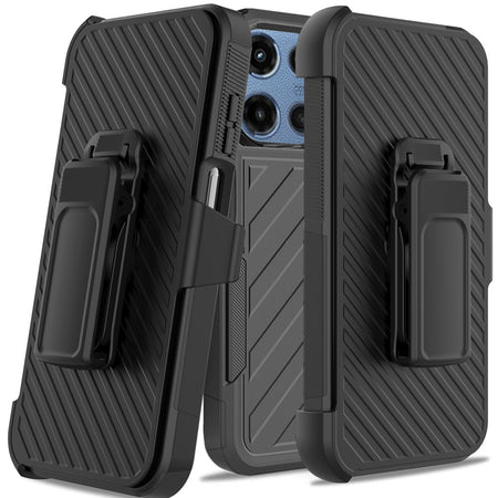 Premium Noble Lined Shockproof Dual Layer Hybrid Case For Motorola Moto G 5G 2025 - Black/Black
