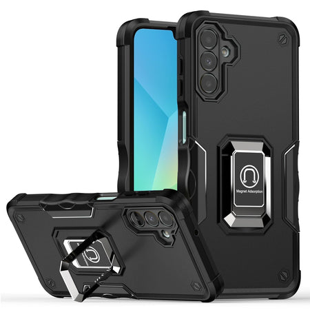 Premium Optimum Magnetic Ring Stand Hybrid Case For Samsung A16 5G - Black