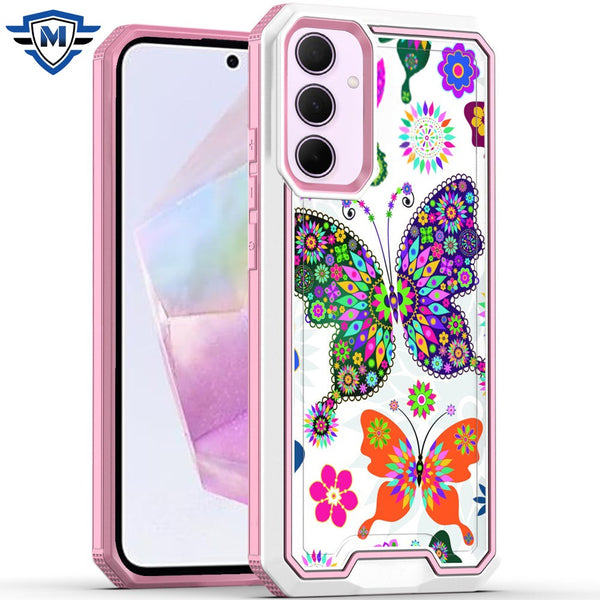 Metkase Premium Rank Design Fused Hybrid Case In Slide-Out Package For Samsung A35 5G - Colorful Butterflies