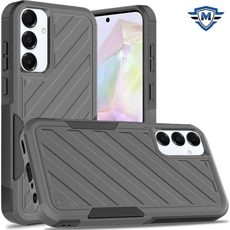 Metkase Noble Lined Shockproof Dual Layer Hybrid Case For Samsung Galaxy A36 - Grey/Black