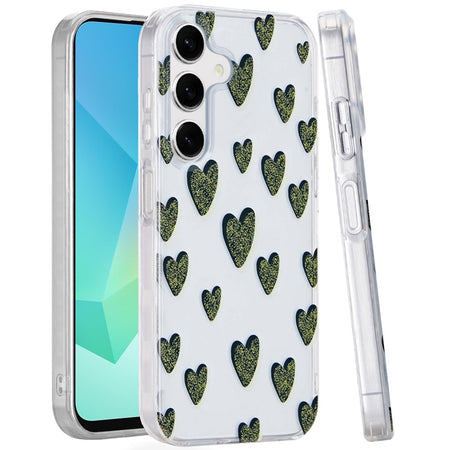 Premium Double Layer Design IMD TPU Case For Samsung A16 5G - Black Hearts