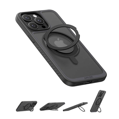Anker Mag-Go Magnetic Case With Stand 360° Ring Stand for iPhone 16 Pro - Black