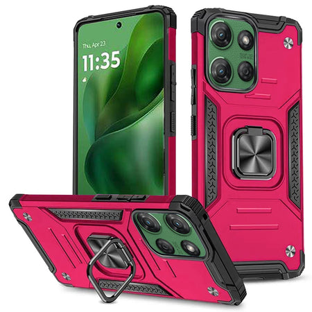 Premium Robust Magnetic Kickstand Hybrid Case For Motorola Moto G 5G 2025 - Hot Pink